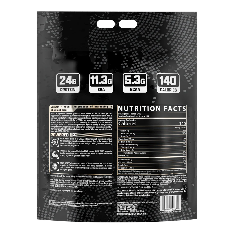100% Whey Protein Nutrex, 10LBS 134-128sv.