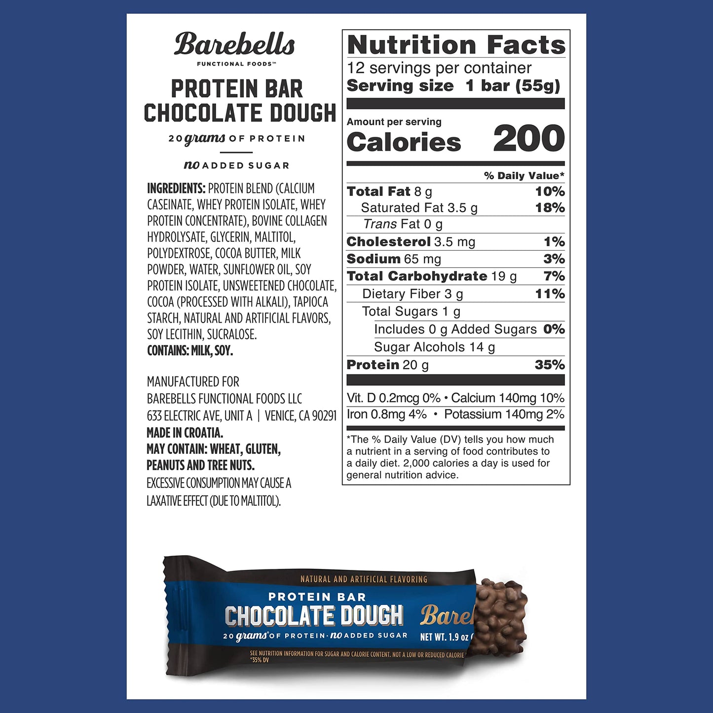 Protein Bar Barbell, Chocolate Chip Dough.