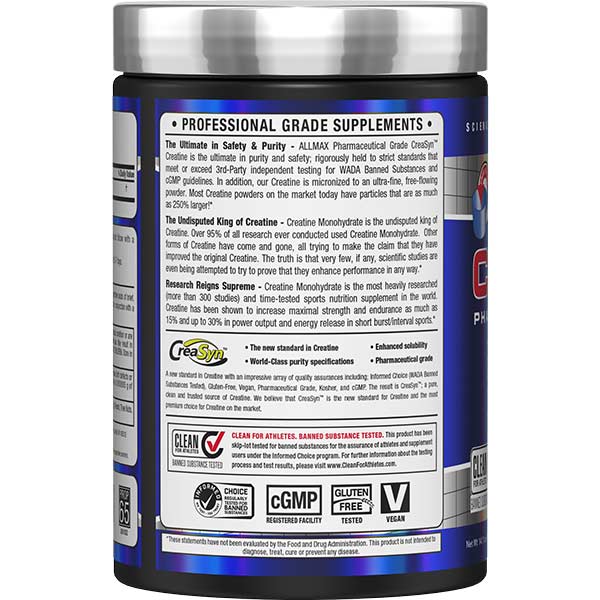 Creatina Monohidratada Allmax, 80 Servicios.