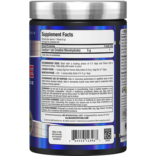 Creatina Monohidratada Allmax, 80 Servicios.