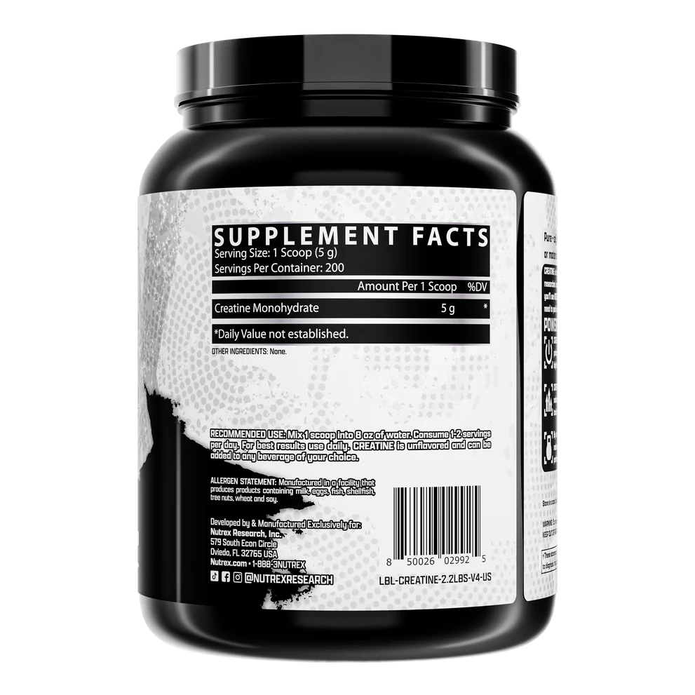 Creatina Nutrex, 200 Servicios.